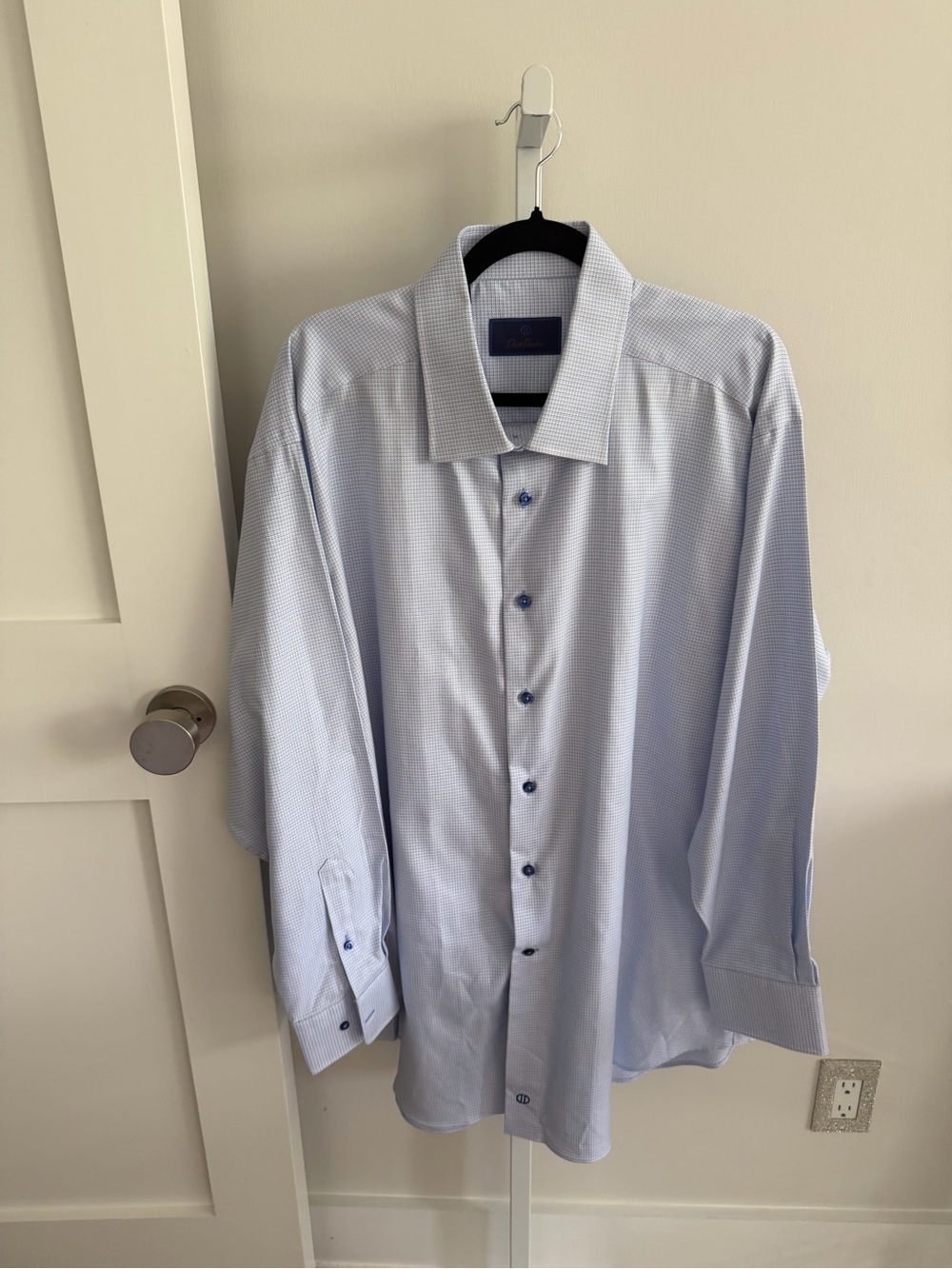 David Donahue White & Blue Dress Shirt, 18.5 34/35 NWOT
